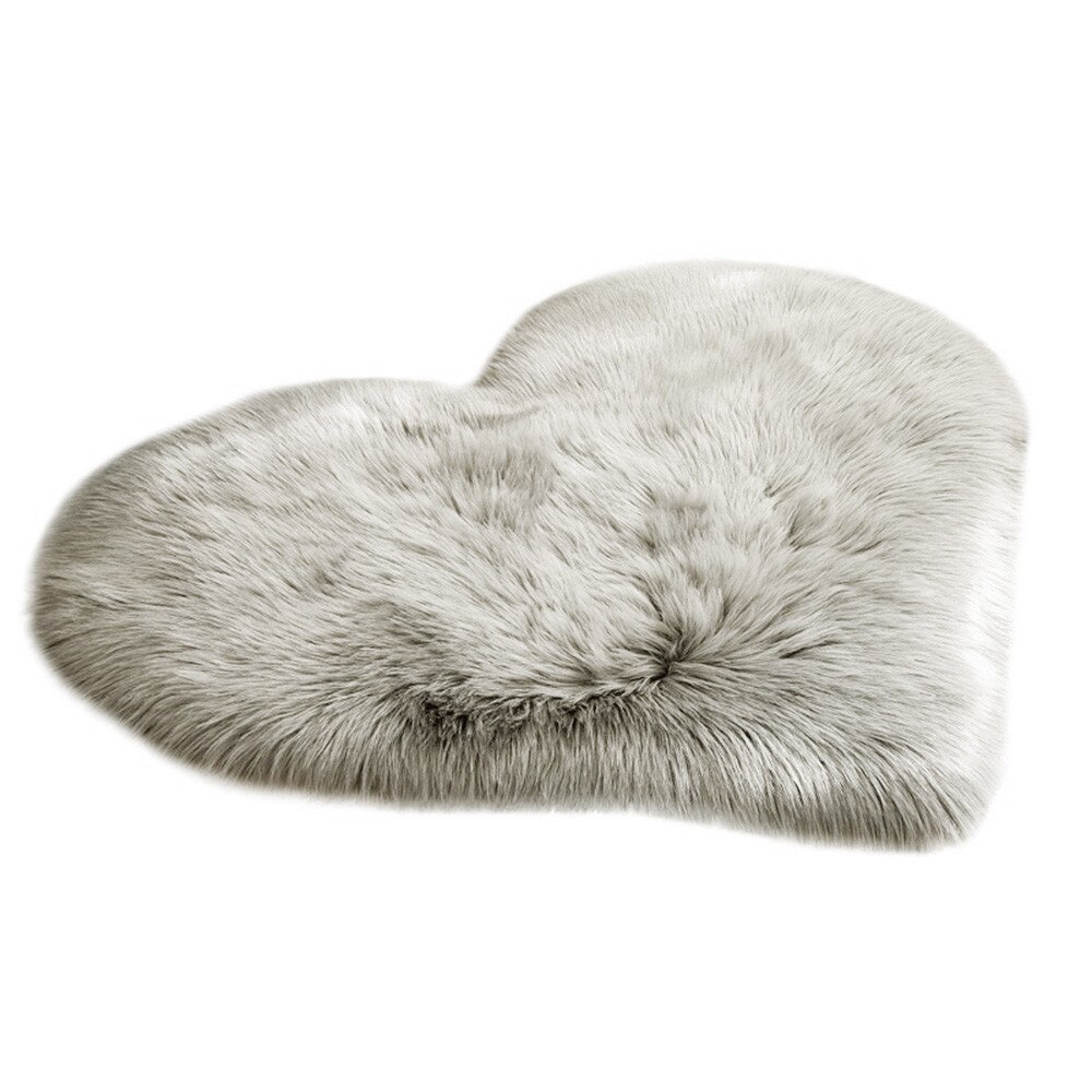 Hart Tapijt Tapijt Vormige Wol Imitatie Schapenvacht Tapijten Faux Fur Non Slip Slaapkamer Shaggy Tapijt Matten Room Decor Harige Matten: Gray