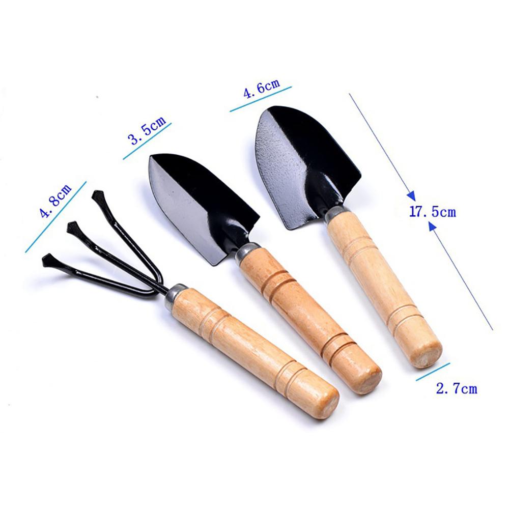 3Pcs/set Mini Small Shovel Rake Spade Wood Handle Metal Head Kids Tool Toy Miniature Simulation Garden Tool Children &xs