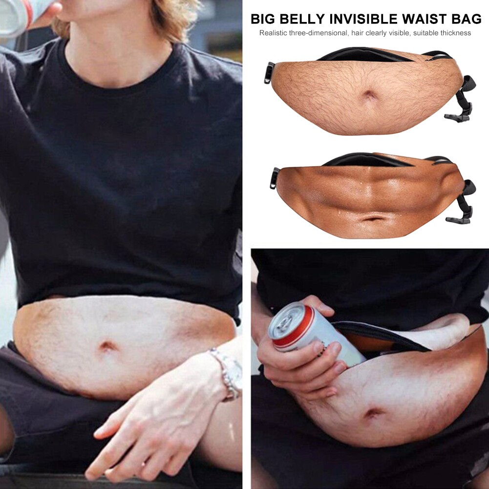Divertido Dadbag para hombres, barriga grande para cervezas, riñoneras, bolsos para padres, deportes, informales, bolsillos para teléfono, riñonera creativa, riñonera, barriga grande para cervezas, riñonera