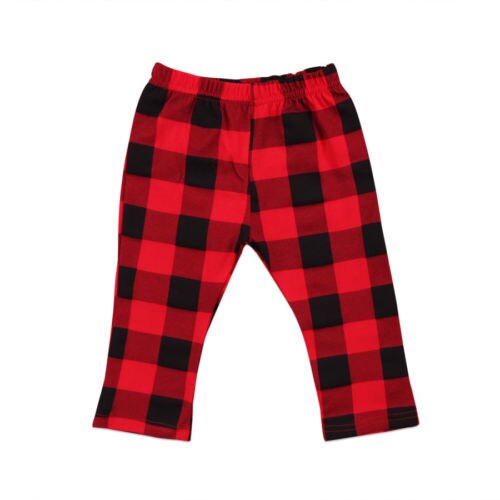 Mode Pasgeboren Kids Baby Meisjes Jongens Baby Katoen Red Plaid Print Lange Broek Broek Hoge Taille Broek Xmas Kleding 0-3T