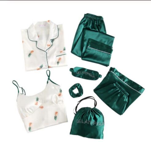 Silk Pajamas Set Women Sexy Silk Stitch Pyjama Lon... – Grandado