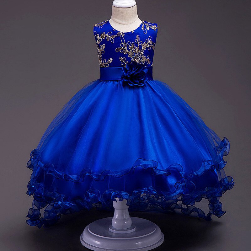 Meisjes Prinses Borduren Baby Bloem Bruiloft Kerstfeest Tutu Jurk Tiener Kinderen Kids Elegante Vestidos voor 3-15Years: Goud / 8