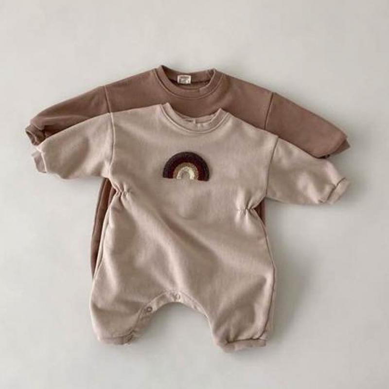 Pelele grueso y cálido para bebé recién nacido, ropa de invierno, forro de Cachemira, mono de manga larga de arco iris