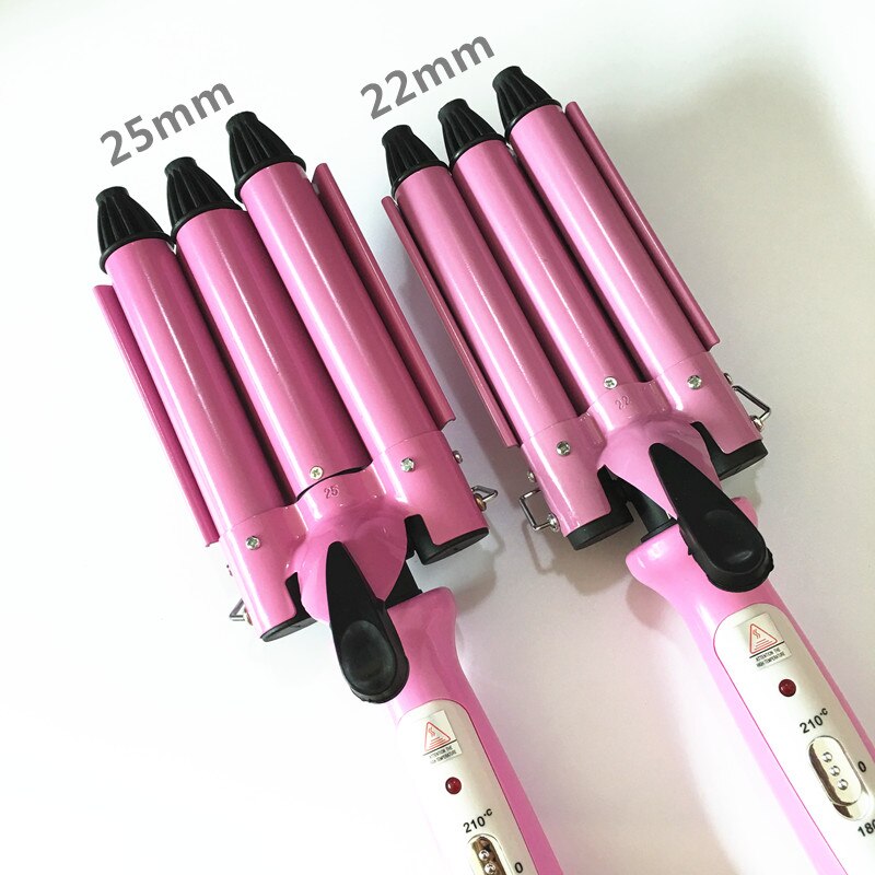 Hvid og grå hår waver wave curler keramisk hår krøllejern 3 tønde klemme wave curler