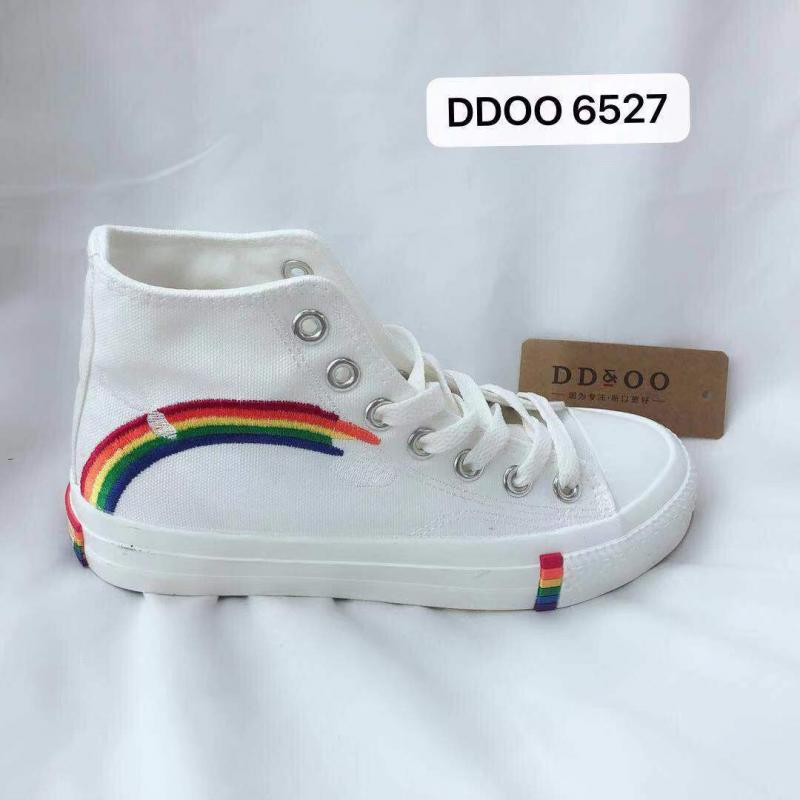 Swyivy kvinde lærredssko high-top regnbue snøre hvide sko dame fritidssko canvas sneakers kvindelige platform sneakers