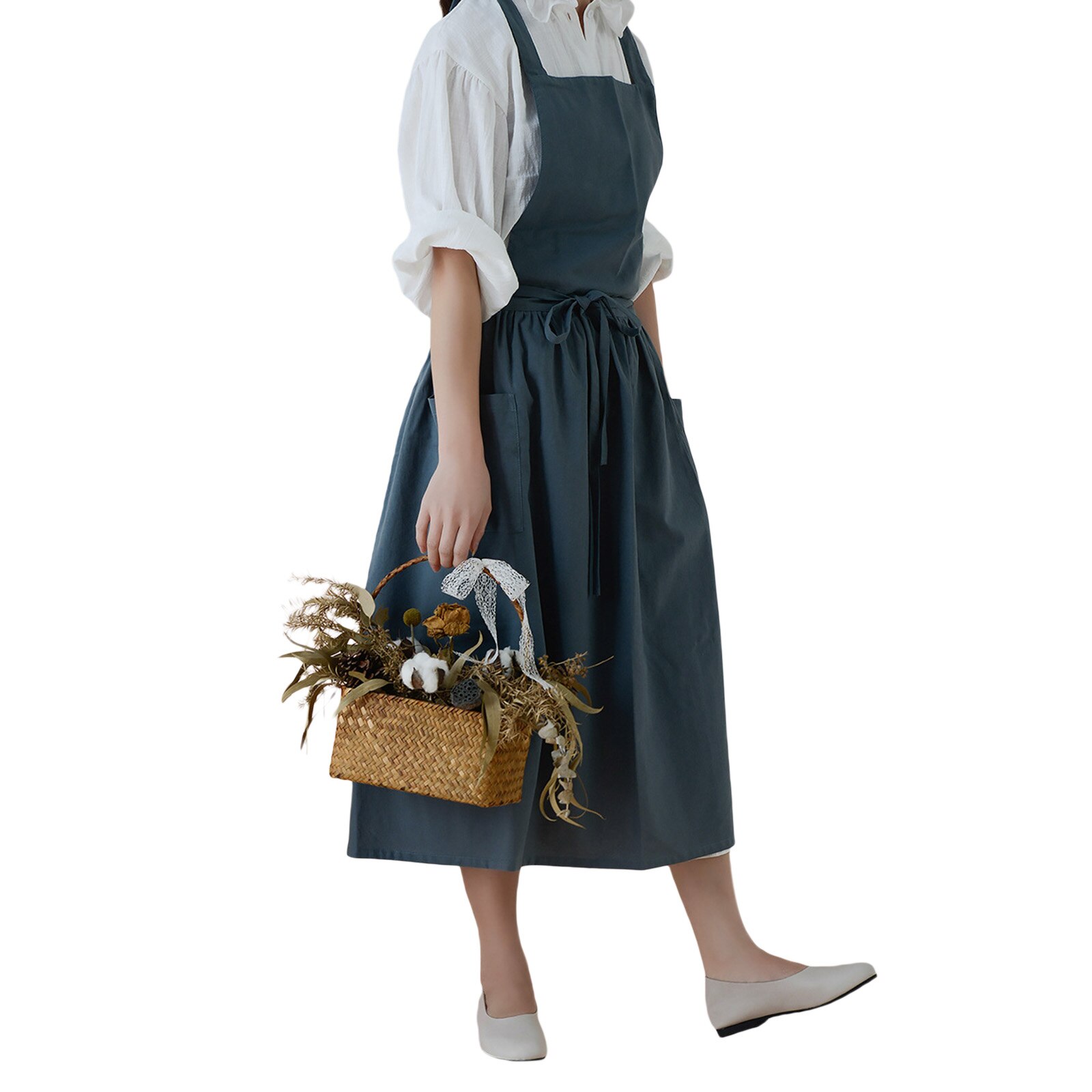 nordisch Einfache Floristen Schürze Baumwolle Leinen Gartenarbeit Kaffee geschäfte küche Schürzen Für Kochen Backen Restaurant Schürze: B