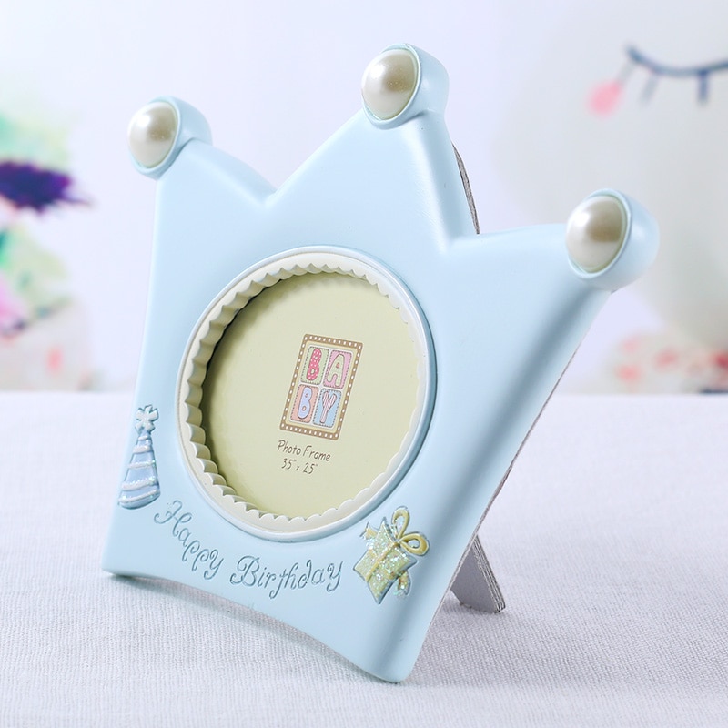 Crown Shaped Fotolijst Roze Baby Foto Frame Blauw Foto Achtergronden Jongen Meisje Decoratie Elimelim