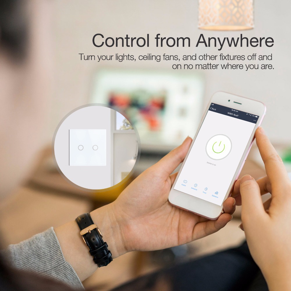 Sesoo wifi smart touch switch app trådløs fjernbetjening lysafbryder krystalglaspanel fungerer med alexa / google home