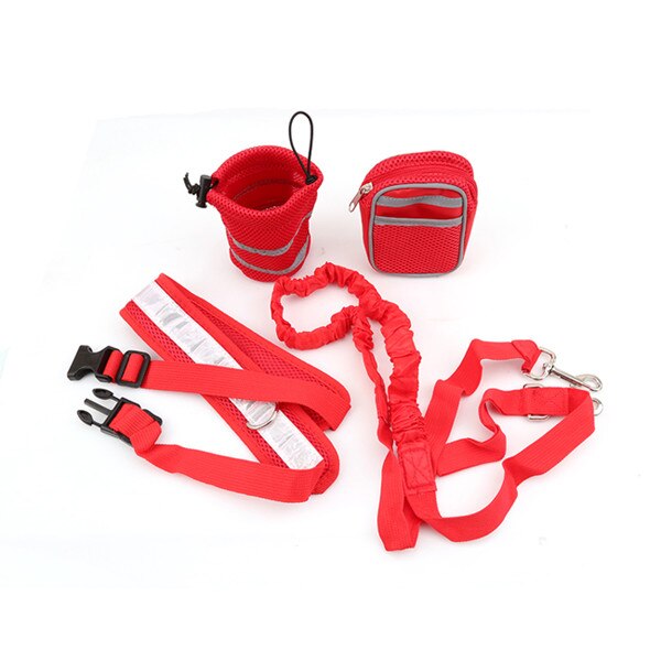 Handsfree Hondenriem Kraag Huisdier accessoires Puppy Dog Harness Leash Dieren Huisdier Elastische Riem Running Hondenriem Set: red