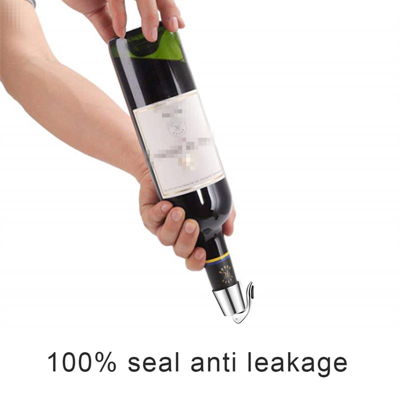 Wine Bottle Stopper Stainless Steel Reusable Leakproof Silicone Beverage Bottle Sealer Wine Fresh Saver Kitchen Bar Tools