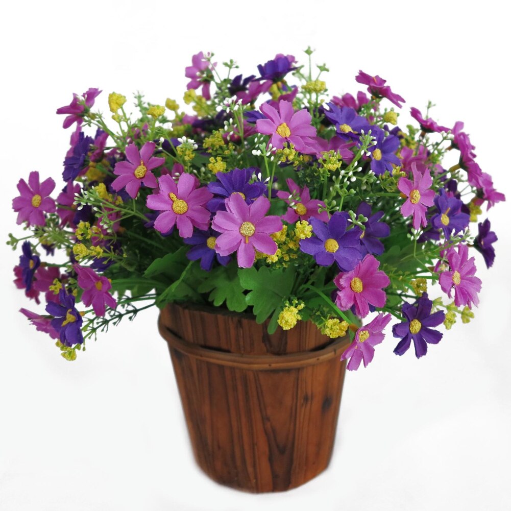 1 Bouquet 28 Heads Cute Silk Daisy Drtificial Decorative Flower Wedding Flower Bouquet Home Room Table Decoration