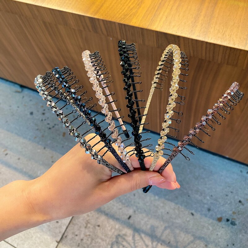 Diadema de cristal para el pelo para niña y mujer, accesorios para el cabello hechos a mano, diadema de Metal antideslizante
