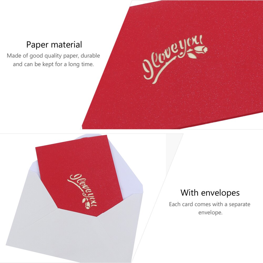 2pcs Lover's Day Greeting Cards Romantic 3D Heart Blessing Message Cards