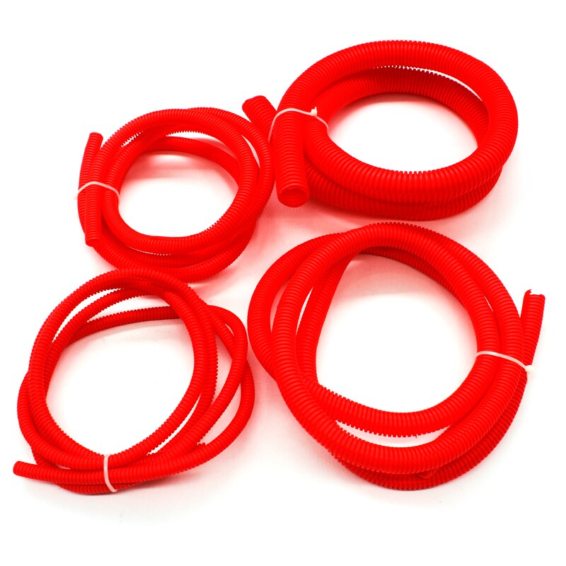 DEFT-tubo Flexible de PP corrugado para coche, conducto de aislamiento, carcasa de arnés de cables, 2M, 8mm-25mm, 4 Uds.: red