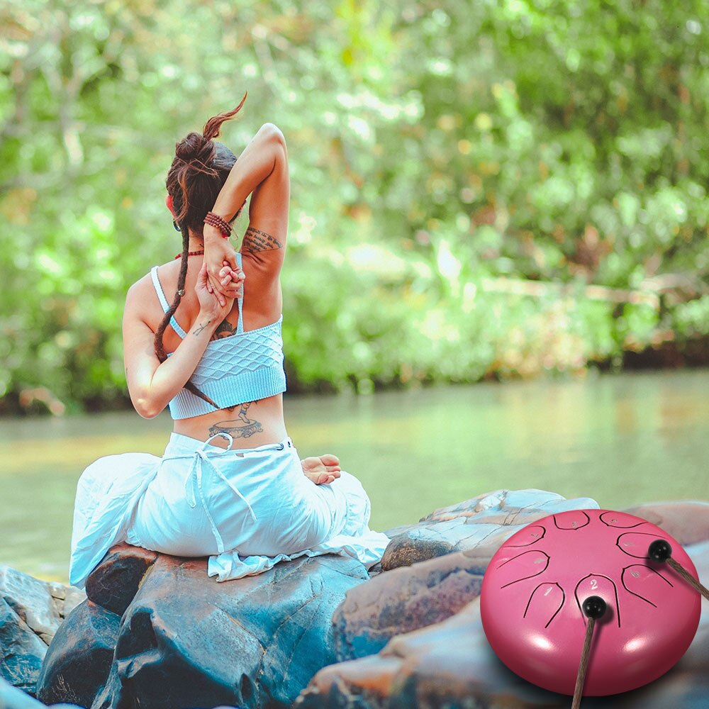 6 Inch Tong Drum Staal Tong Drum 8 Tune Hand Pan Drum Tanks Hang Drum Met Drumsticks Draagtas Percussie instrumenten