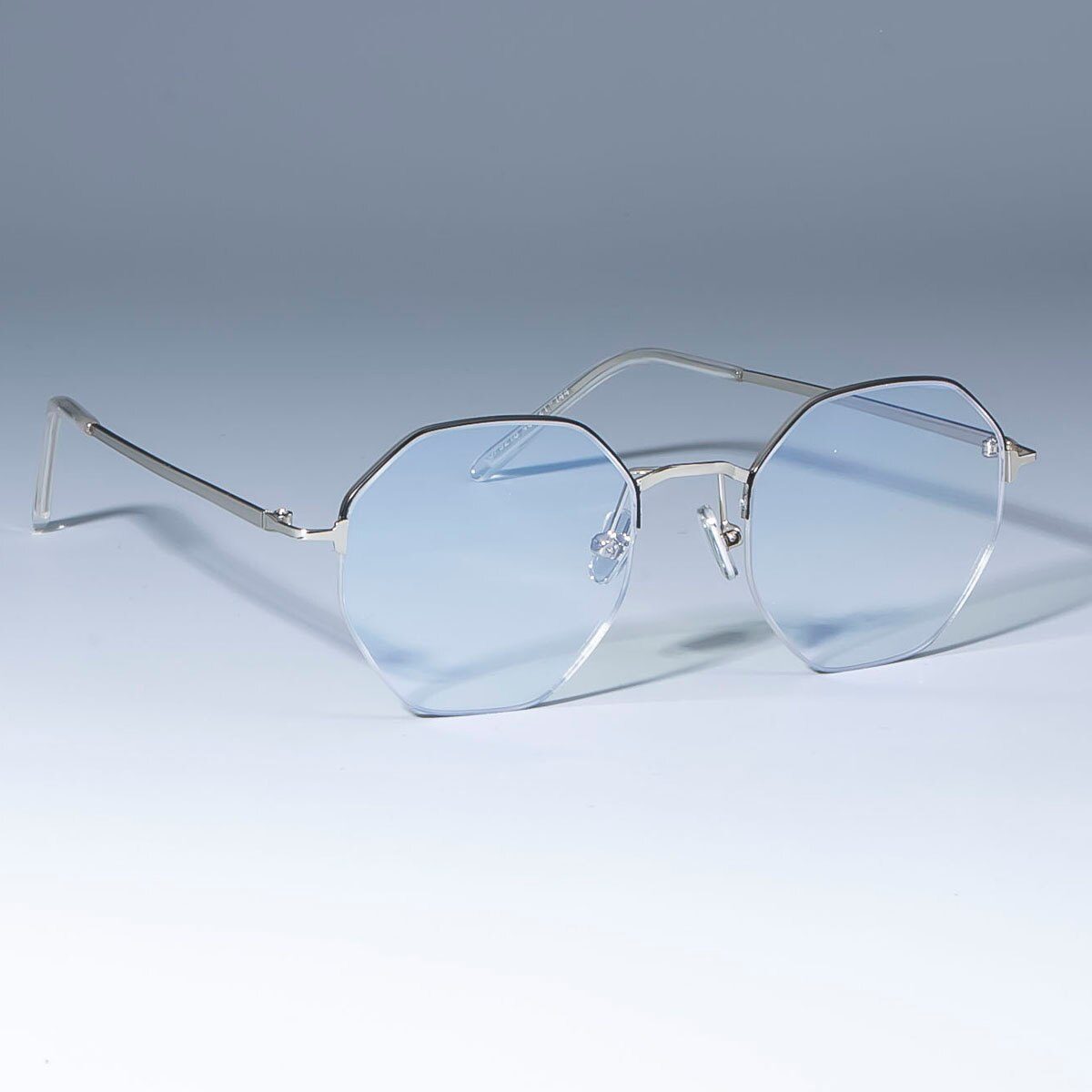 49013 Semi-Rimless Square Glasses Frames Men Women Optical Computer Glasses: silver black