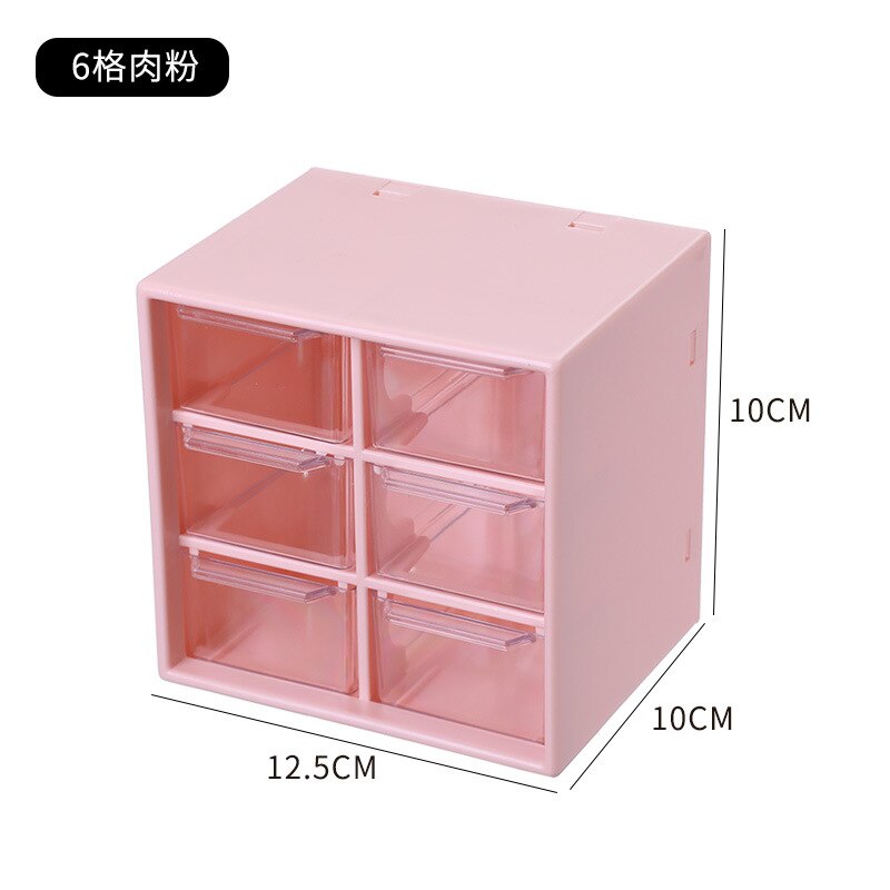 Kawaii White/Pink 6/9 Grid Drawer Desktop Organizer Desk Storage Box Free Sticker School Stationery Accessories Storage Boxes: C
