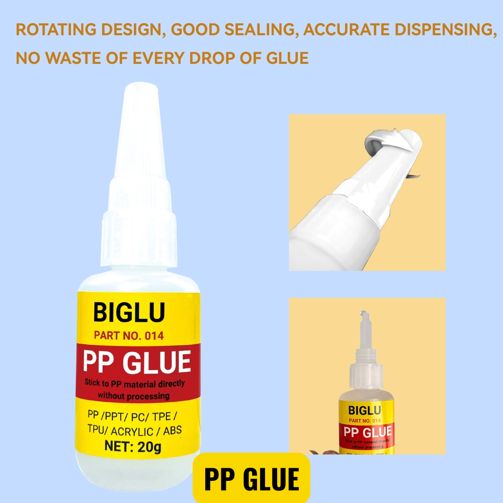 20G BIGLU PP-Kleber, sofortige Polypropylen-Kleber, direkt ohne Verarbeitung, ABS-PVC, 20 Sekunden, schnell trocknender Klebstoff
