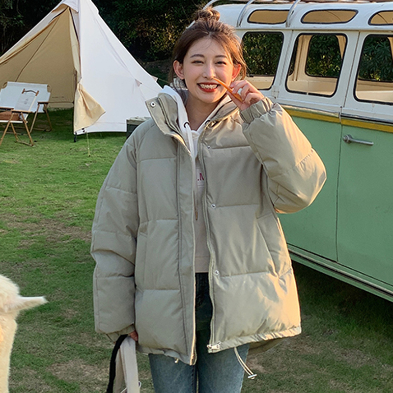 Abrigo y cálido para mujer, Parkas informales holgadas, chaqueta acolchada gruesa que combina con todo, prendas de vestir de coreana negra para el invierno, novedad: Verde claro / S