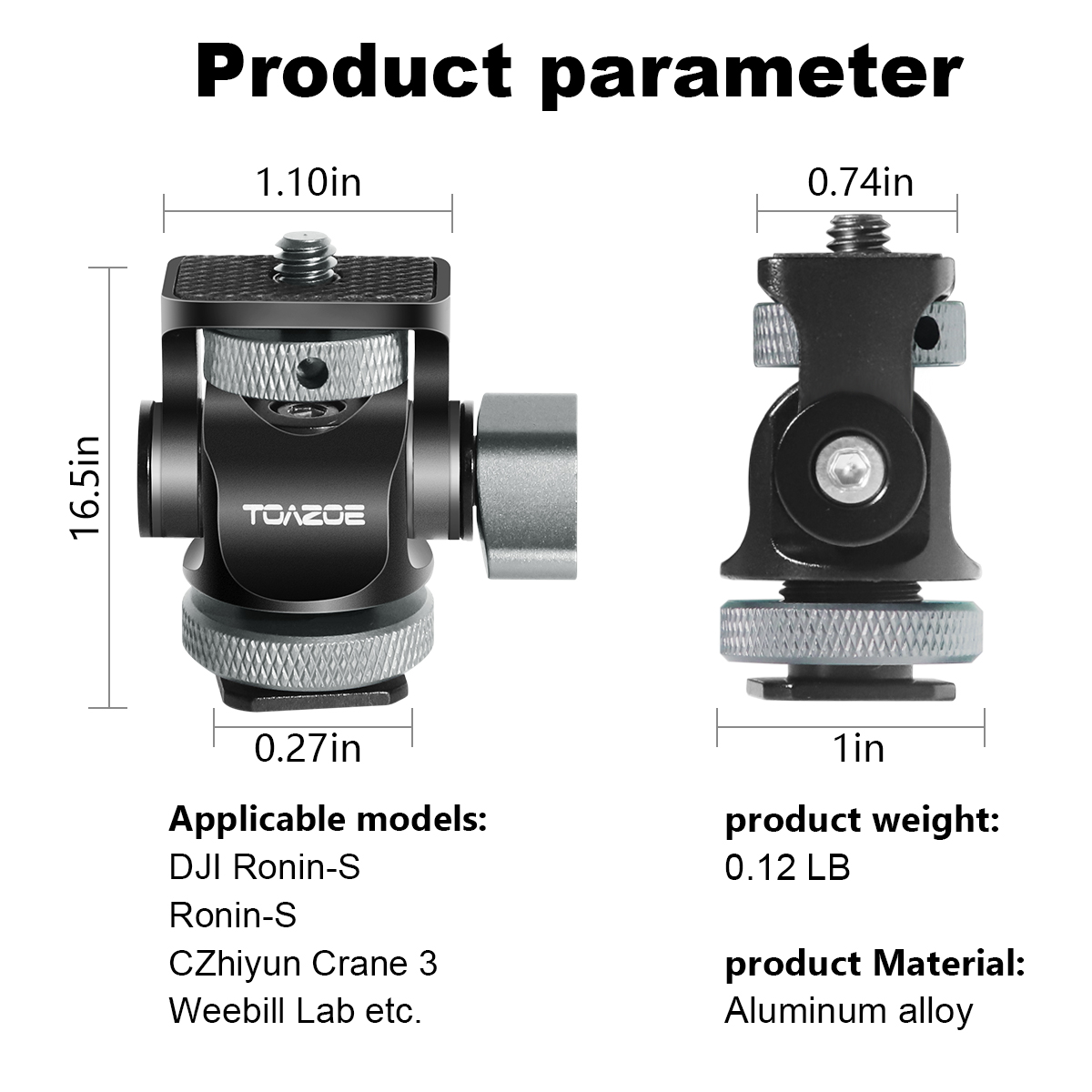 TOAZOE DSLR Camera Clamp Obrotowy i regulowany uchwyt monitora z podstawą Cold Shoe do lampy błyskowej monitora DIY Attachment