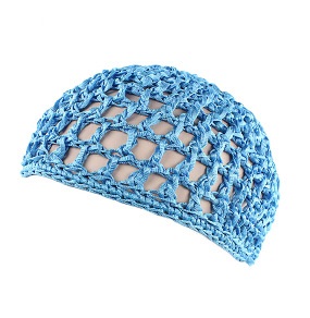 Nueva redecilla de punto suave para el cabello, gorro de redecilla de punto de rayón, gorro para el cuidado del cabello, cubierta nocturna para dormir de ganchillo, turbantes, accesorios de herramientas de estilismo: Azul cielo