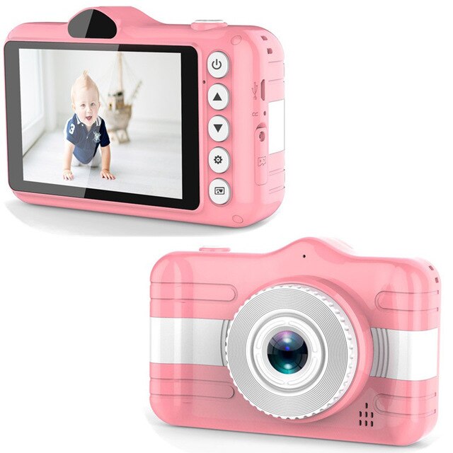 Børnekamera sød tegneserie mini digital kamera til børn 3.5 tommer 12mp 1080p foto videokamera barn fødselsdag jul: Pink ingen tf -kort