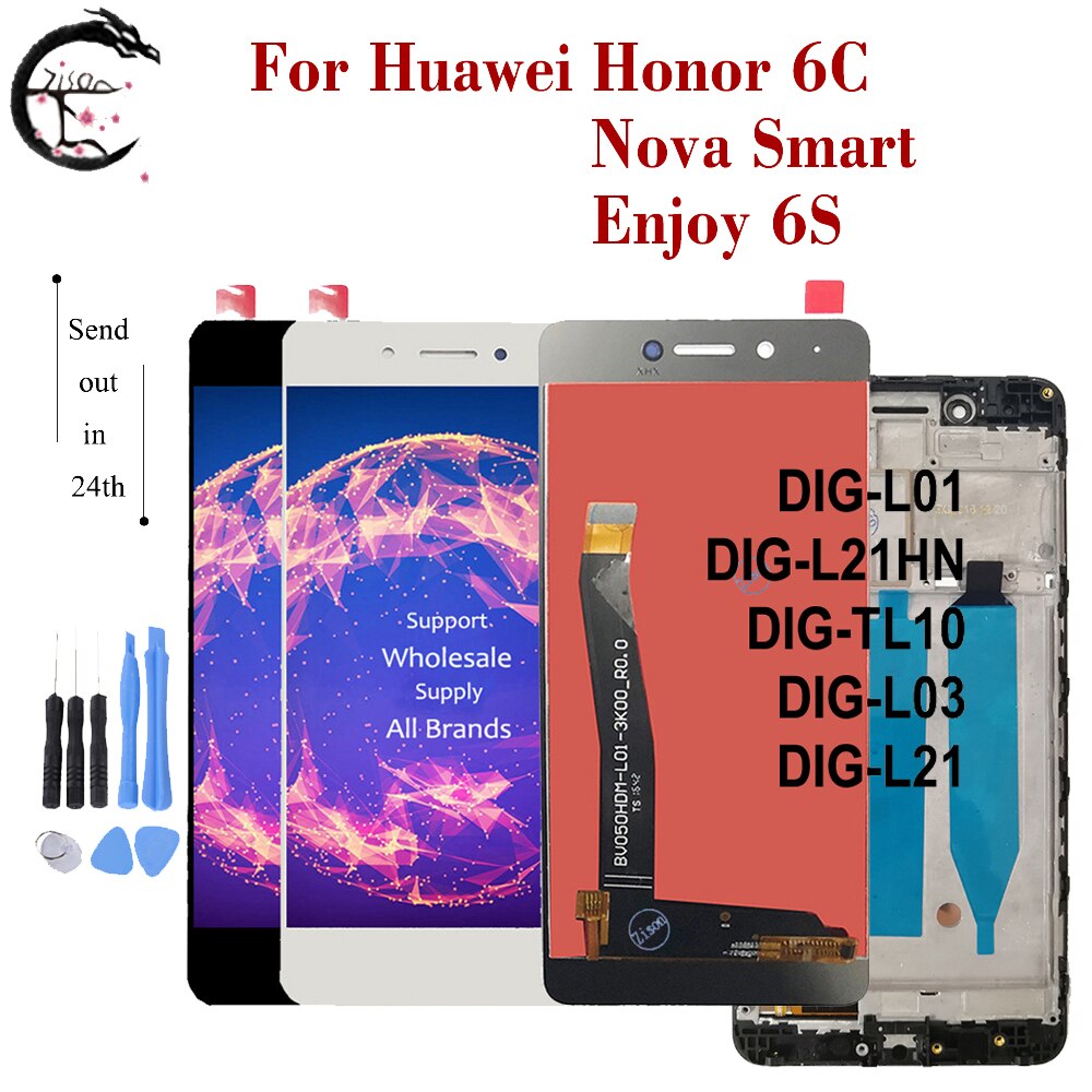 LCD + Frame Voor Huawei Honor 6C DIG-L01 DIG-L03 TL10 Nova Smart DIG-L21 L21HN genieten 6S Scherm Touch digitizer Vergadering