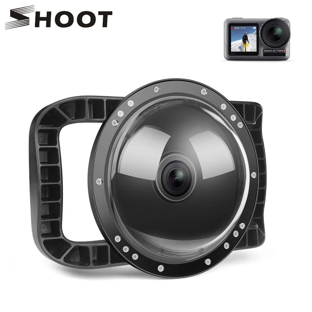 Schieten 6 ''Dual Handheld Dome Poort Waterdicht Duiken Behuizing Case Cover Met Trigger Voor Dji Osmo Actie Camera Lens accessoires