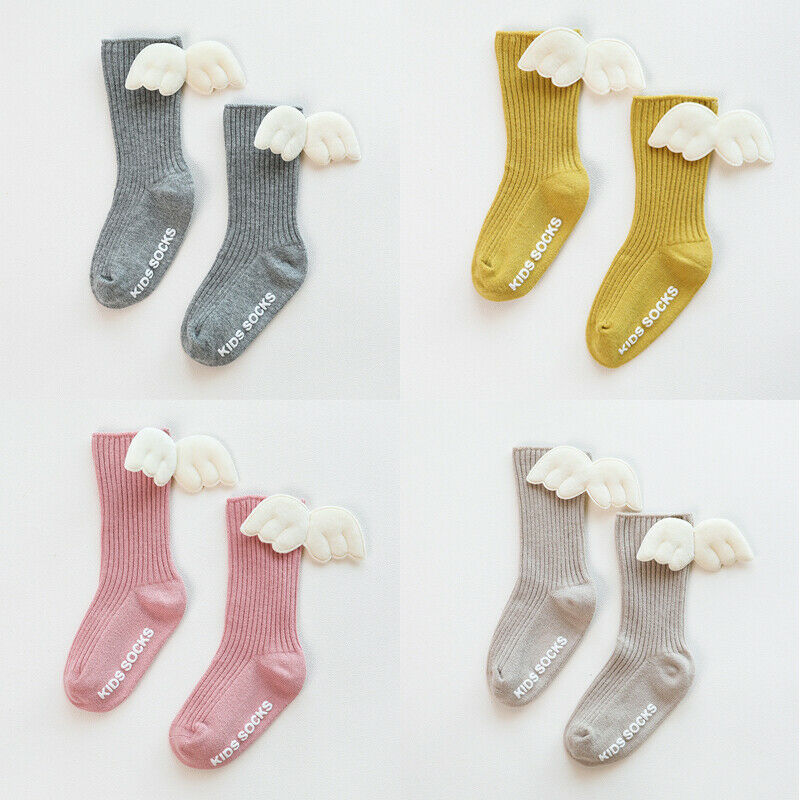 Kleinkind Baby Mädchen Socken Casual Baumwolle Lange Socken Knie Hohe Flügel für 0-5 Jahre
