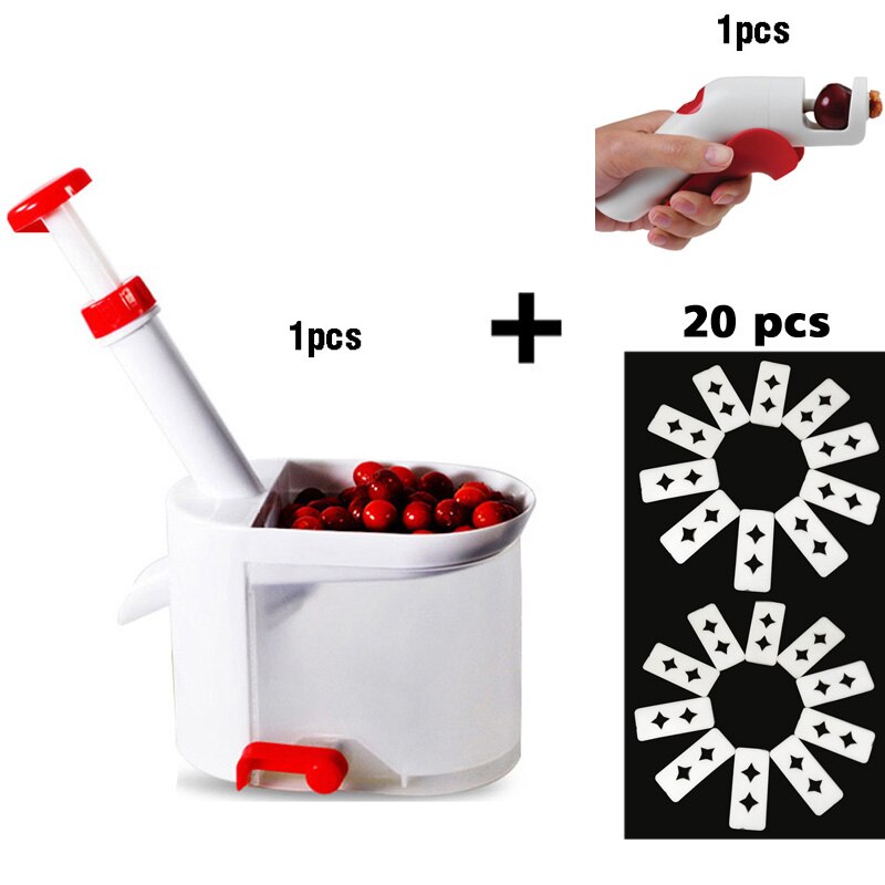 Nyhed super kirsebær pitter sten corer remover maskine kirsebær corer med container køkken gadgets værktøj: 1 m 1s 20 pude
