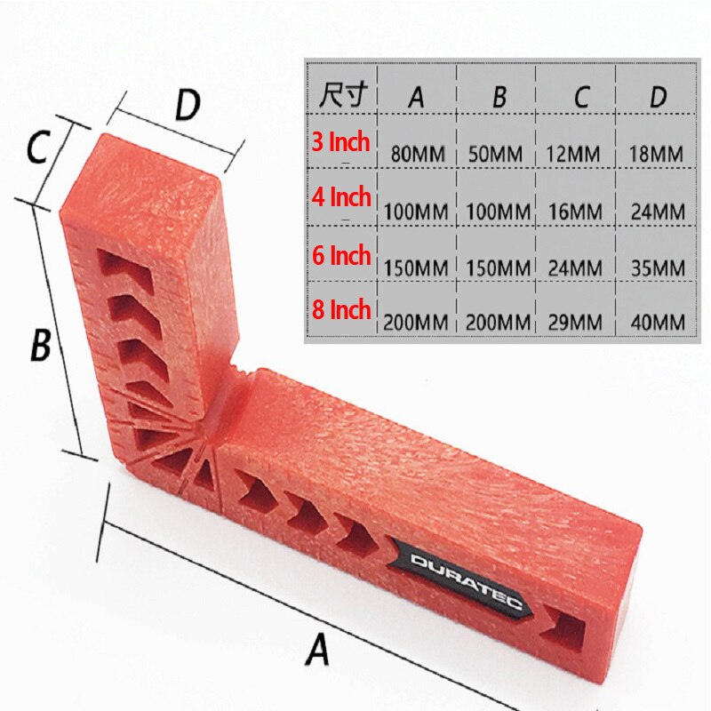 DURATEC 90 degree right angle clamp L-square holder ruler clamping squares woodworking tools 3" 4" 6" 8"
