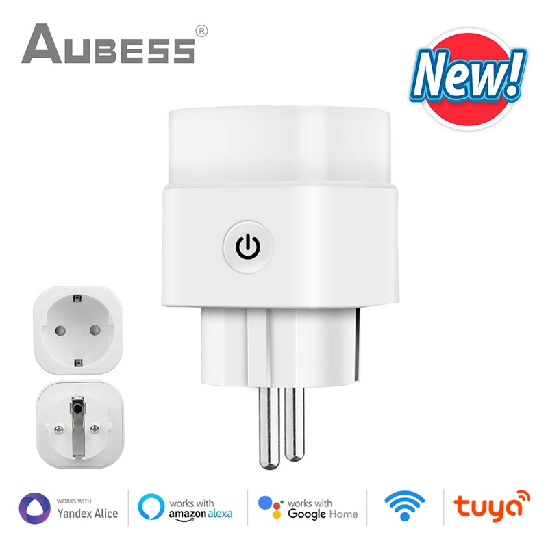 Aubess Tuya Wifi Smart Plug Eu 16A 20A Smart Socket Met Power Monitor Timing Functie Smart Leven Via Alexa Google thuis Alice