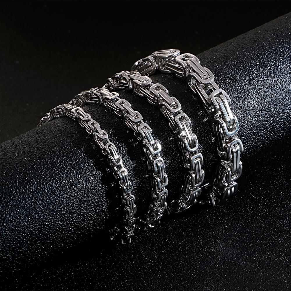 4/5/6/8mm Halsband Lange Halskette Männer Männlichen Edelstahl Byzantinischen Kasten Kette Ehemann freund Bff