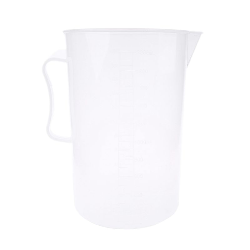 2000mL Polypropylene Beaker with Handle Capacity Transparent Laboratory White Plastic with Handle and Spout