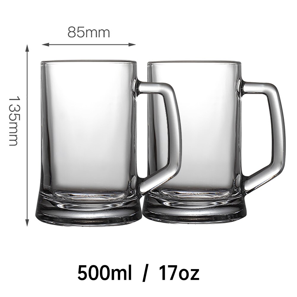 German Style Beer Mugs Pub Steins Transparent Wine Glasses Juice Cup 400/500/650ml 3 Kinds of Capacity Cups , Set of 2: Default Title