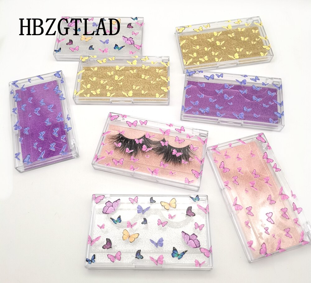 20/50pcs price eyelash packaging box lash boxes 25mm faux mink lashes Butterfly print rectangle empty case bulk