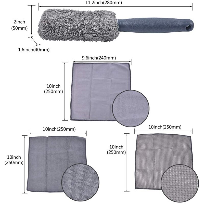 Kit de limpieza para coche, suministros de microfibra para lavado de coche, toalla, detalles, cepillo de rueda de coche, esponja para encerar, combinación de herramientas de limpieza de coche, 9 Uds.
