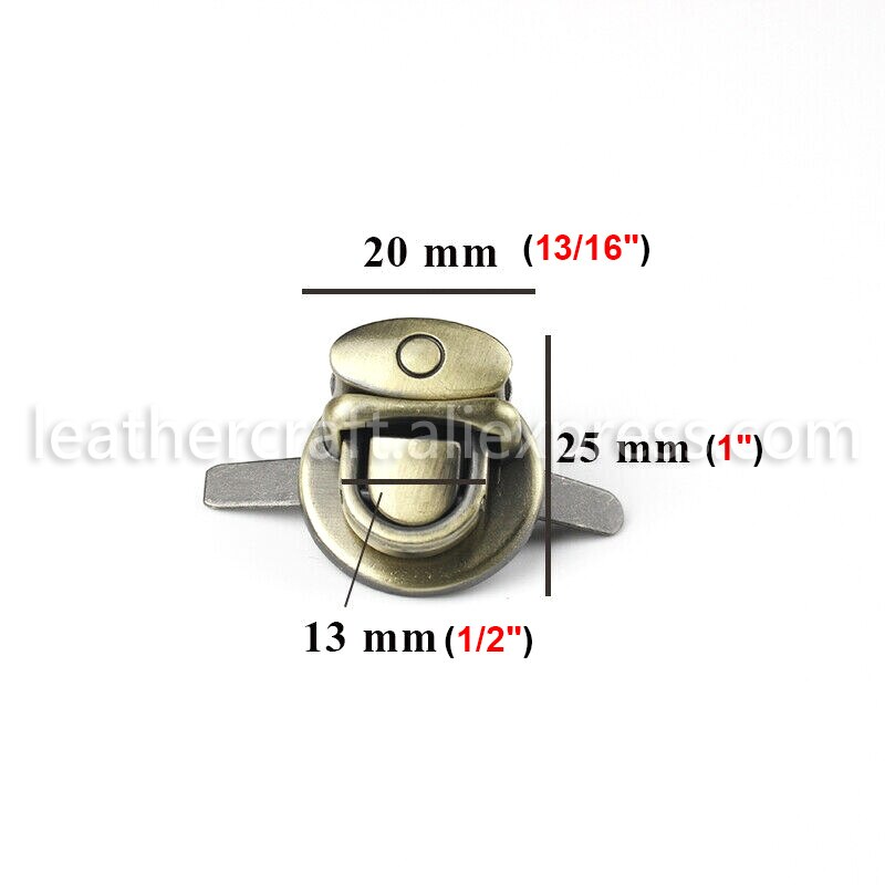 1x metal push lock lukning fange låsepose tunge spænder læder håndværk kvinder taske taske håndtaske skuldertaske tilbehør