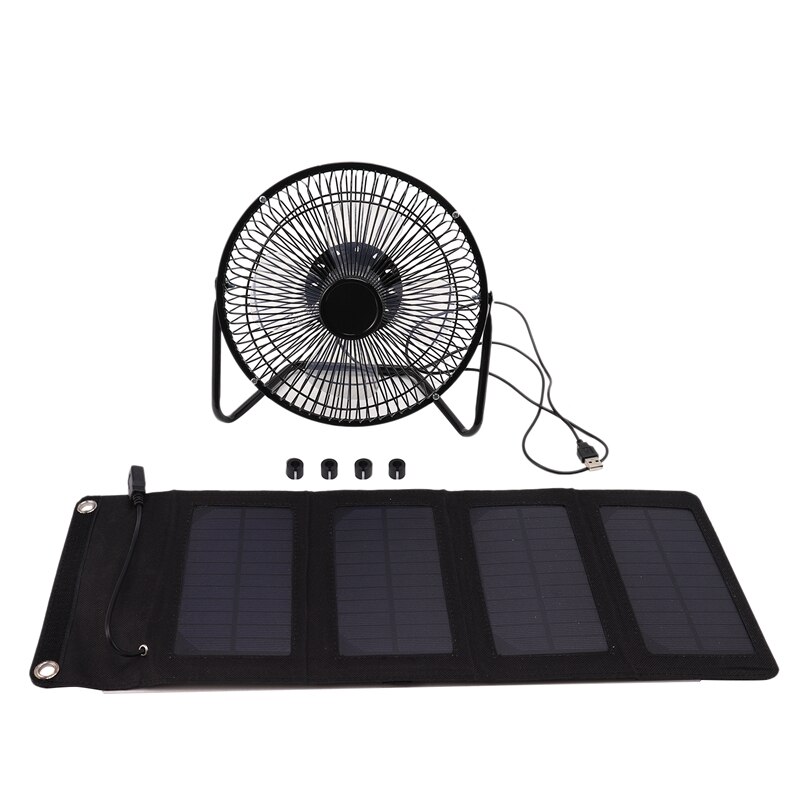 Foldable 8W USB Solar Panel Portable Folding Waterproof Solar Panel Charger Mobile Power Battery Charger,with 8Inch Fan