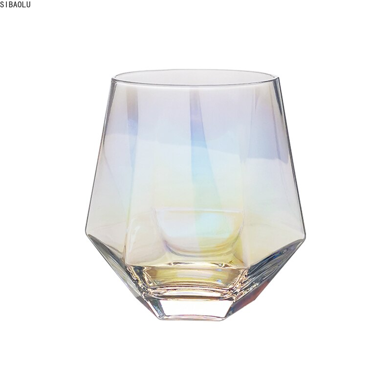 Geometri whiskyglas diamant krystalglas kop gylden kant gennemsigtig kaffe mælk te krus hjem bar drinkware par