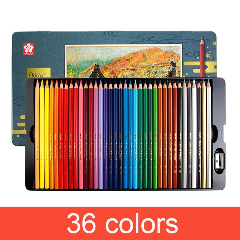 Sakura Oily Color Pencil Set 24/36/48/60/72 Color XPY36 Beginner Student Hand-painted Fine Art Painting Penci: 36 colors set
