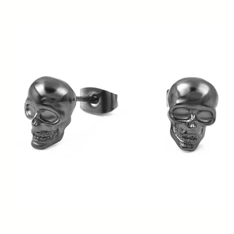 Punk skull øreringe til mænd drenge cool sølv farve smykker hip-hop ørestikker vintage rock skelet øreringe