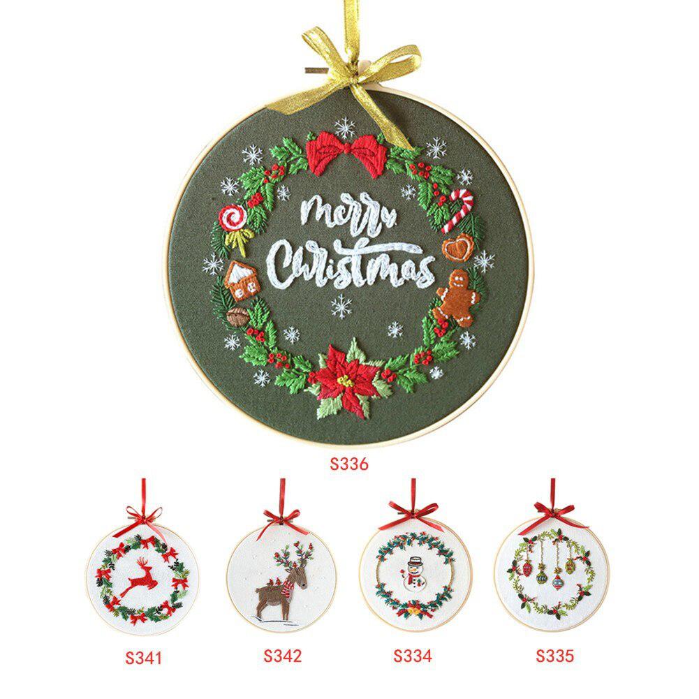 DIY Christmas Embroidery for Beginners Adults Cross Stitch Patterns Starter Kits with Embroidery Hoop