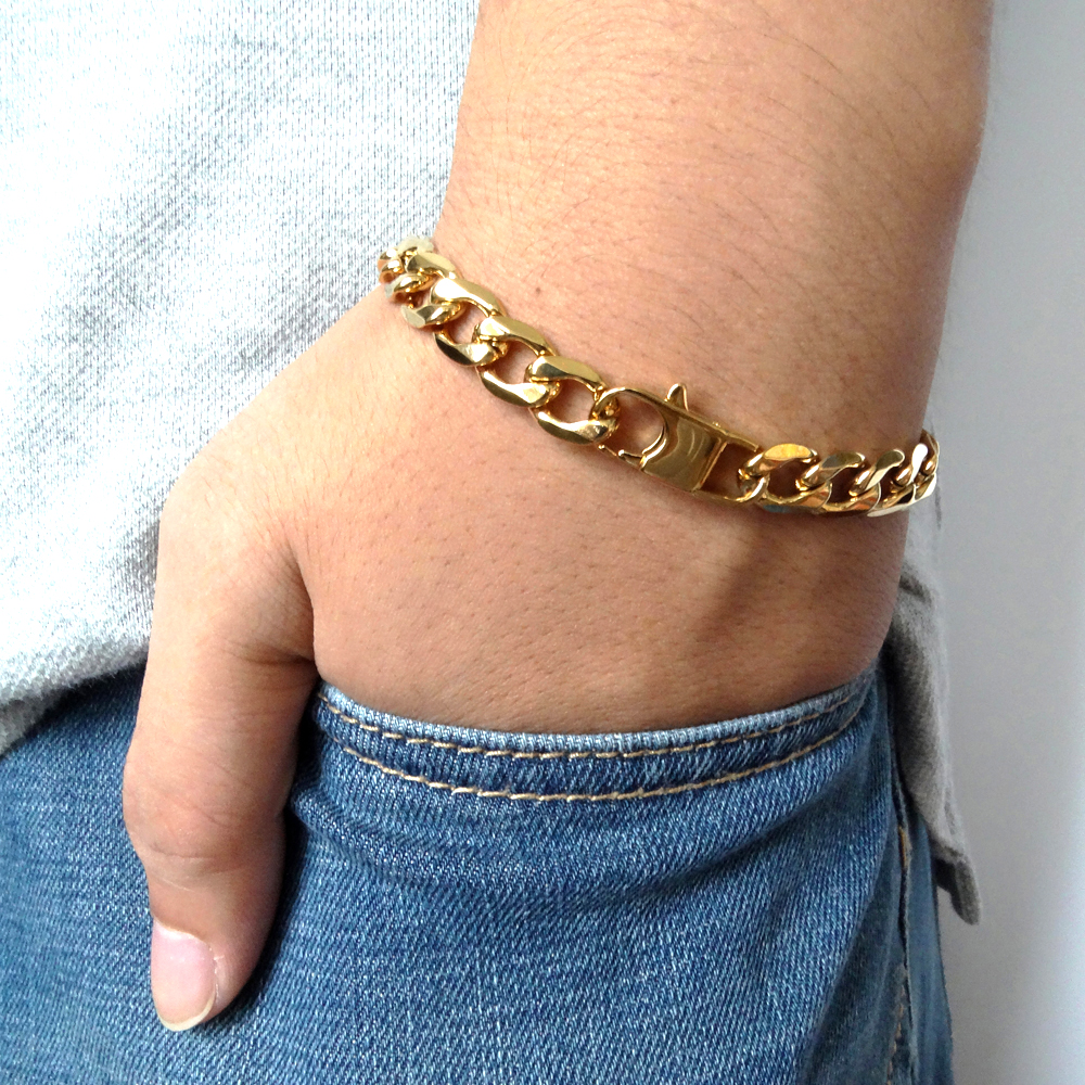 100% Roestvrij Stalen Armband 6/8/12 Mm Breedte Curb Chain 8 Inch Zilver/Goud Kleur Armband Voor Mannelijke mannen/Vrouwen