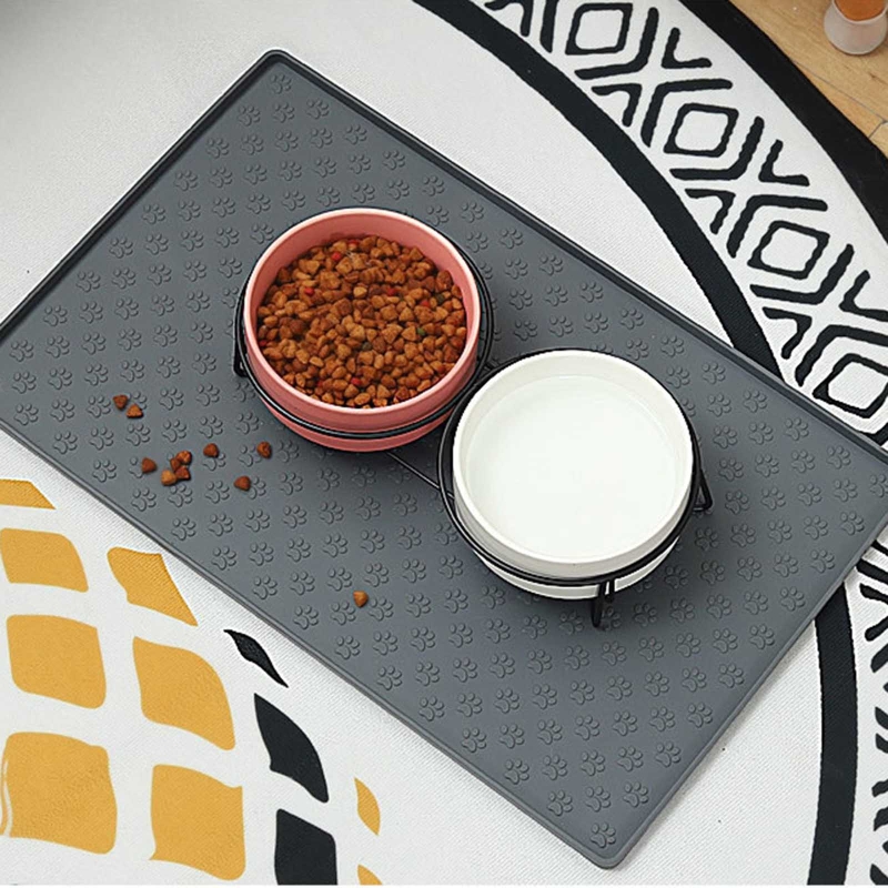 Silicone Dog Food Mats Waterproof Slip Resistant Raised Edge Pet Feeding Mats Pet Bowl Mat with High Lip Dishwasher Safe