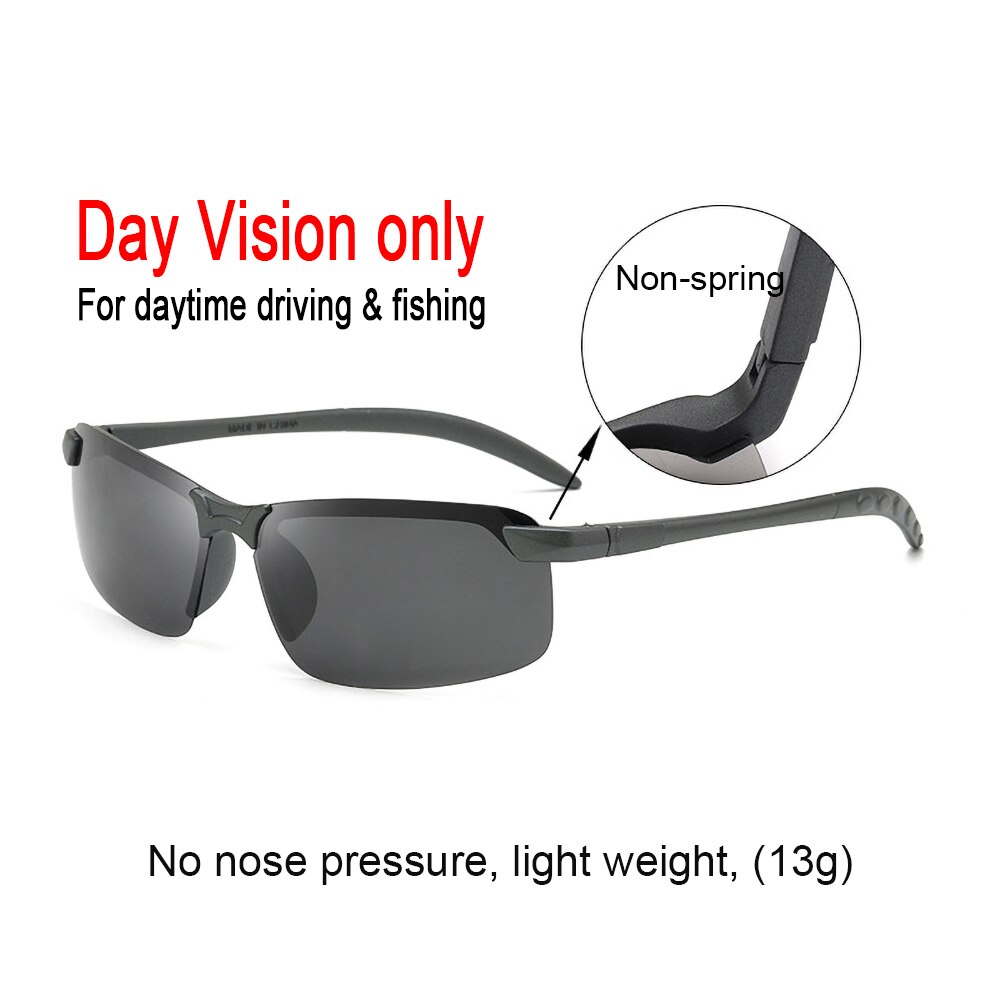 Anti-glare Polarizer Sunglasses Car Drivers Day &amp; Night Vision Goggles Polarized Driving Glasses Enhanced UV eye Protector Acces: Day Grey