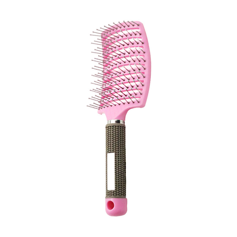Professionele Arc Geventileerde Styling Varkenshaar Borstel Voor Vrouwen En Mannen Ontwarren Paddle Brush Voor Nat En Droog Krullend haar: Nylon Pink