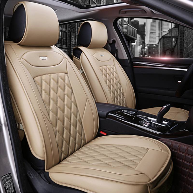 Pu Lederen Faux Lederen Auto Bekleding Set Universele Auto Stoelhoezen Voor Auto 'S Fit Voor Meest Suv Protector Mat auto Accessoires: 1PCS Beige