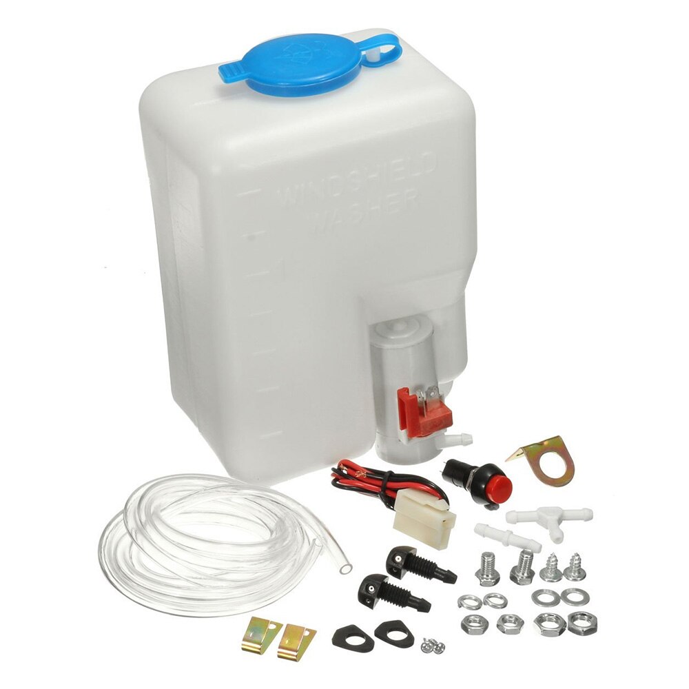 Universal Car Windshield Washer Bottle Tank Kit Pump 12V 1.8L Windshield Wiper System Reservoir