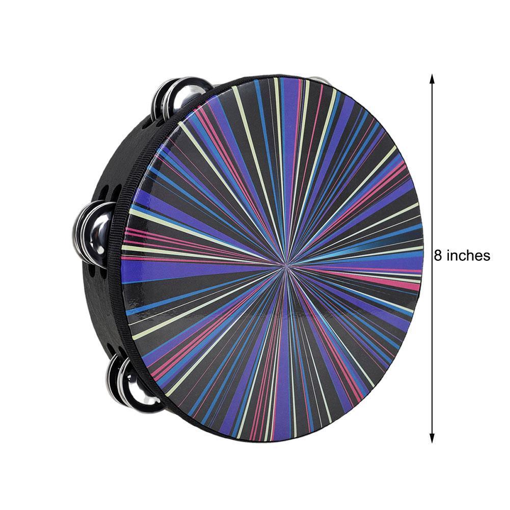 8 cal podwójnie wiersz grzechotka Orff perkusja kolorowy Handheld bęben dzwon edukacyjny instrument dla Ktv impreza 3 kolor J0a2